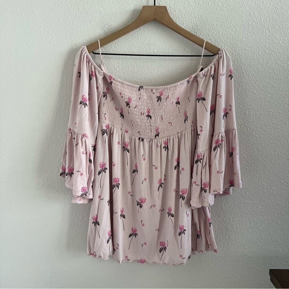 Free People Lana Tunic Pink Floral Smocked Small